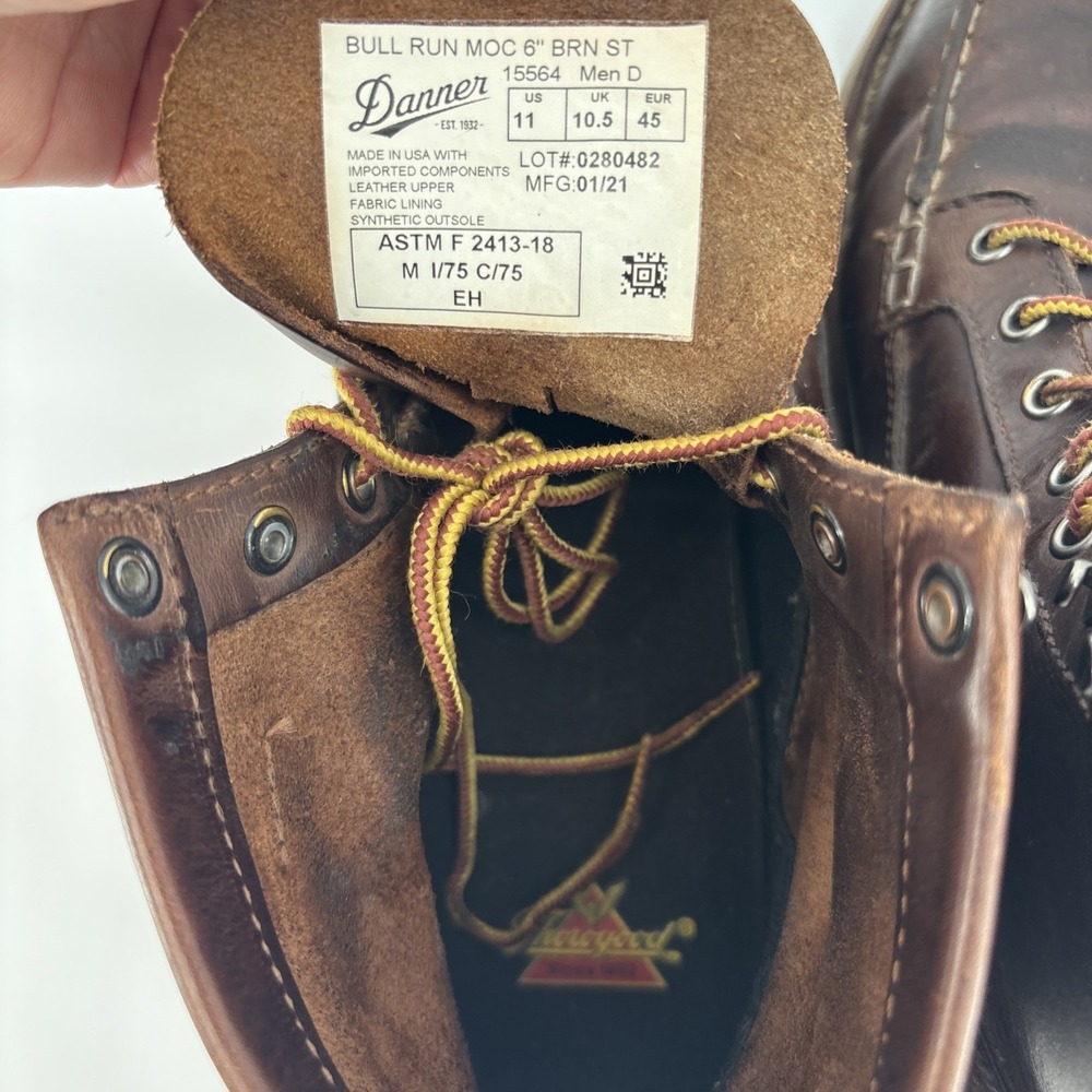 Danner Bull Run Mens Brown Leather Moc Toe Work Boots Made in USA Oil Resistant - Picture 12 of 14
